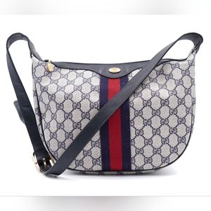 I34❤️Gucci Navy Blue Ophidia GG Shoulder Bag